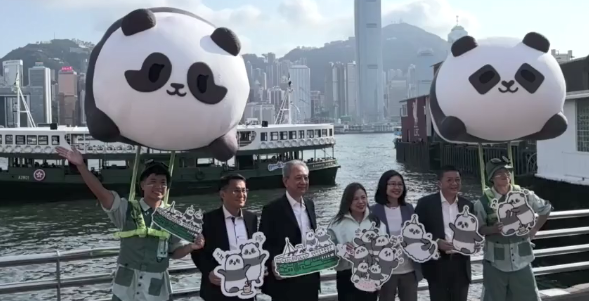 香港推出特别版天星小轮迎接“港产”大熊猫周岁生日