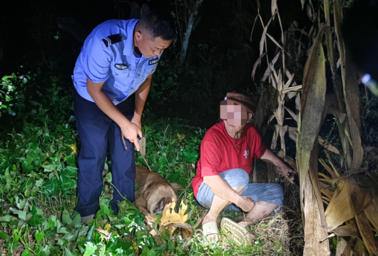 广西灌阳：警犬深夜循迹出击成功寻回走失男子