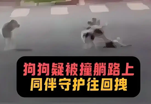震撼！同伴倒地不起，狗狗集体马路守护大营救