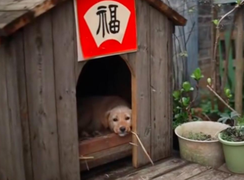 怕人的小流浪狗在小区徘徊，女士用爱感化了它