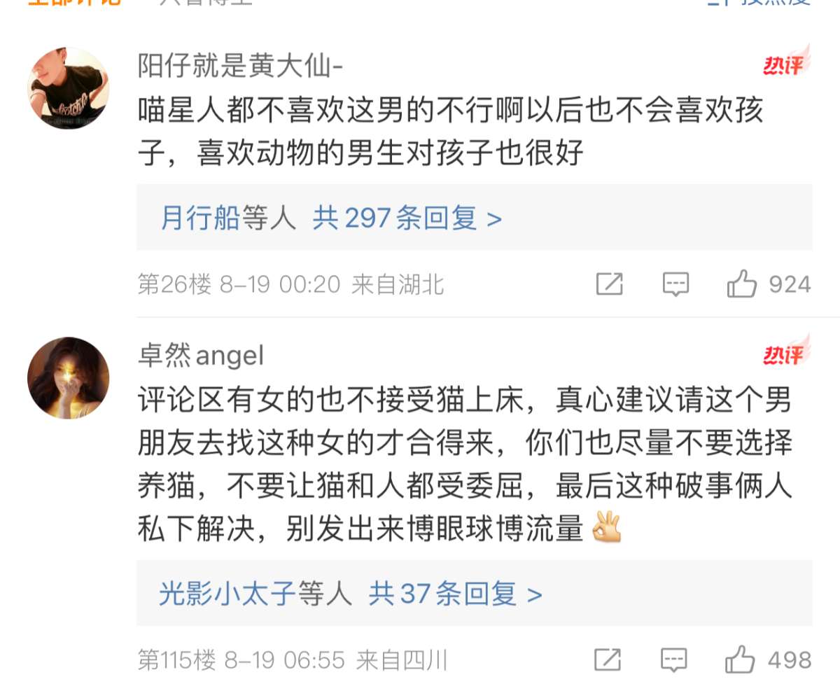 男朋友不接受猫上床，引起网友热议
