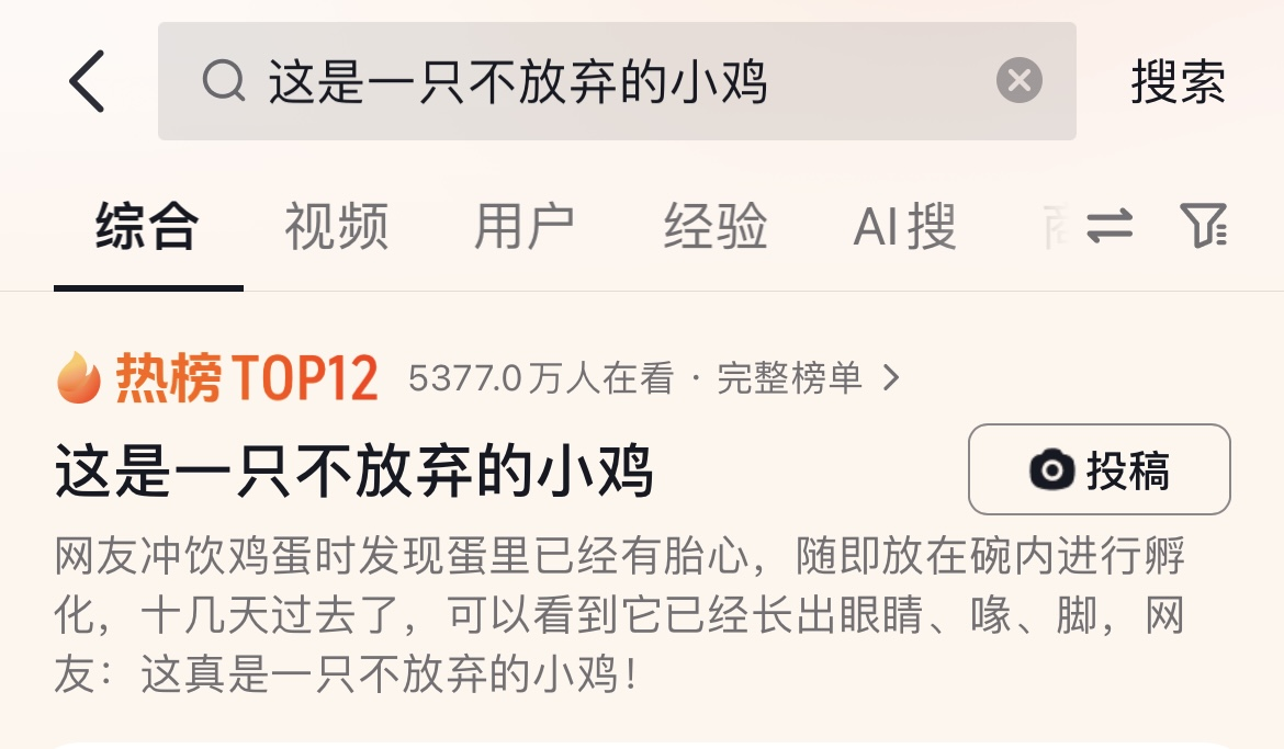 这是一只不放弃的小鸡，现已经成形！