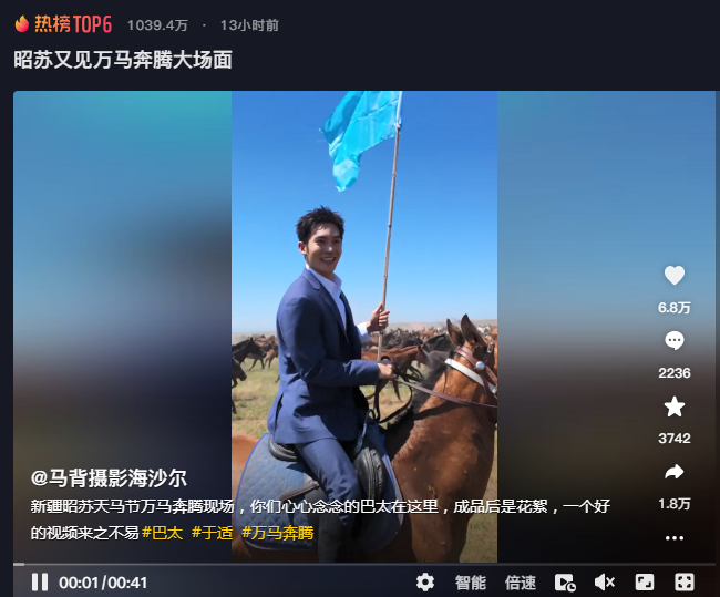 昭苏又见万马奔腾大场面，大草原骏马奔腾