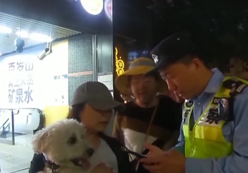 迷路小狗徘徊地铁站，民警暖心安抚找到主人