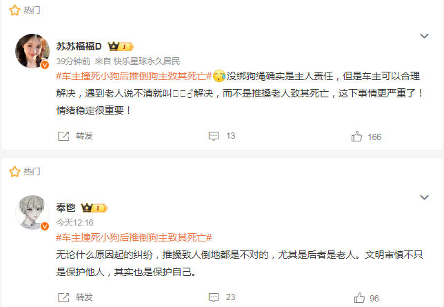 车主撞死小狗后推倒狗主致其死亡，法院判定已下